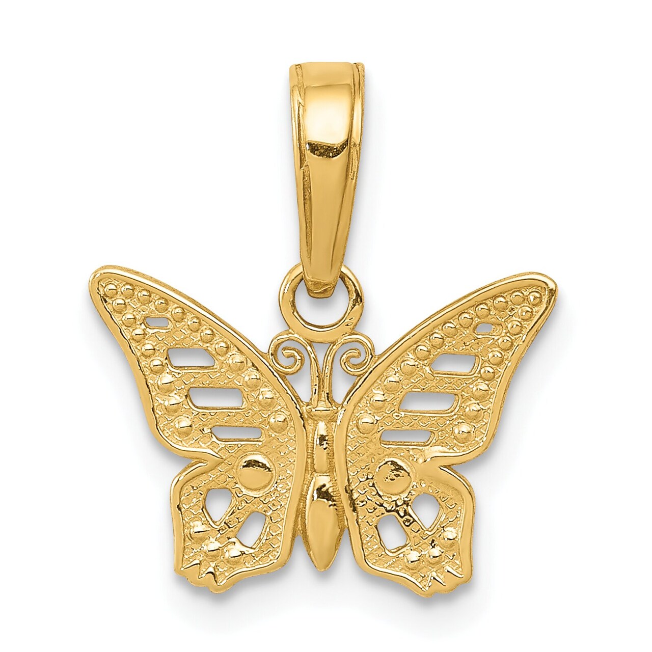 14K Yellow Gold Butterfly Charm Polished Pendant Jewerly 14mm x 13.5mm
